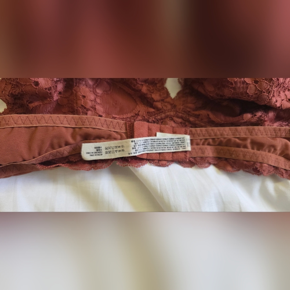 Free People Intimately Galloon Lace Halter Bra Rust Longline Bralette Small - Picture 8 of 8